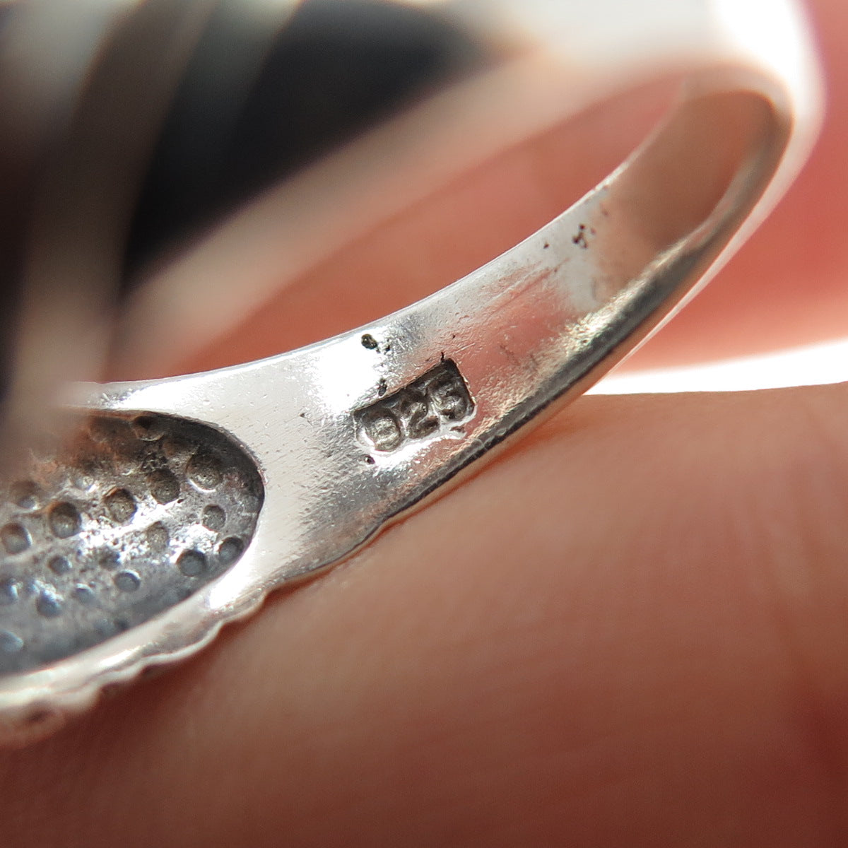 925 Sterling Silver Vintage Granulated Oxidized Dome Ring Size 9.25