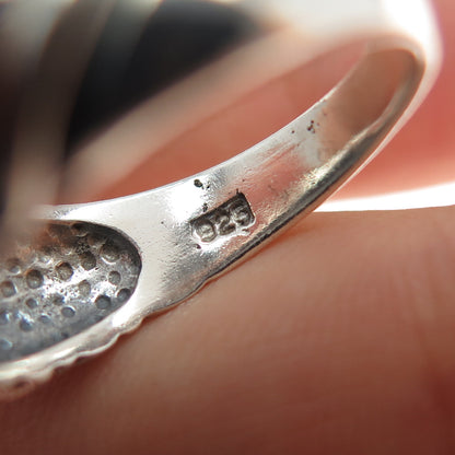 925 Sterling Silver Vintage Granulated Oxidized Dome Ring Size 9.25