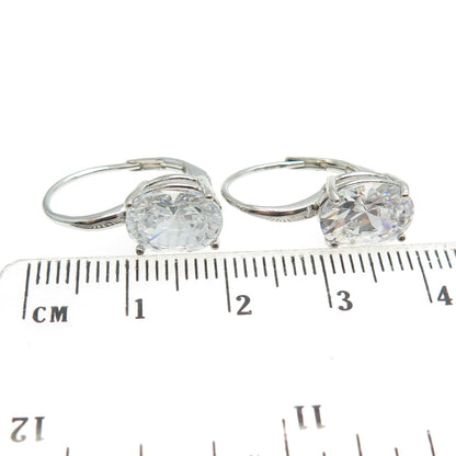 925 Sterling Silver Oval-Cut C Z Earrings