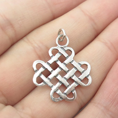 925 Sterling Silver Vintage Celtic Salomon's Knot Charm Pendant
