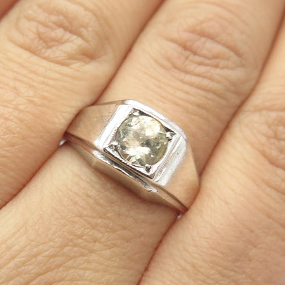 925 Sterling Silver Vintage Rhinestone Square Ring Size 8.25