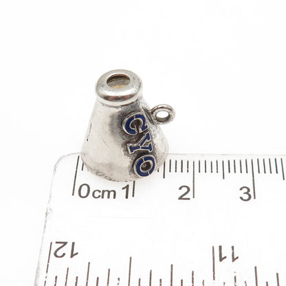 J.M. Fisher Sterling Silver Vintage Enamel CYO Collage Megaphone Mini Pendant