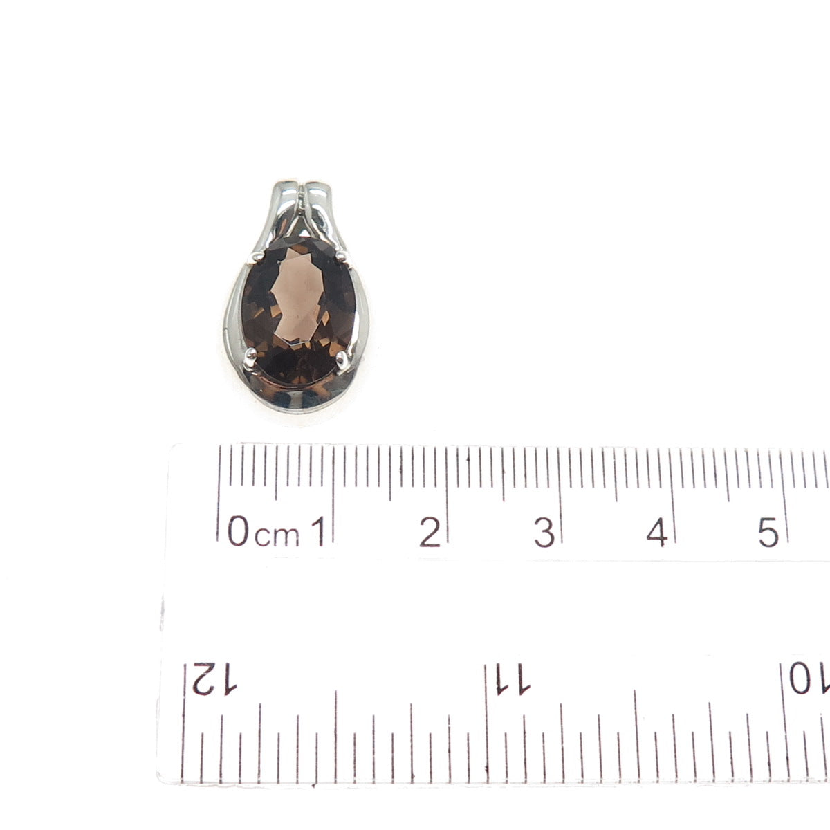 KABANA 925 Sterling Silver Vintage Real Smoky Quartz Slide Charm Pendant