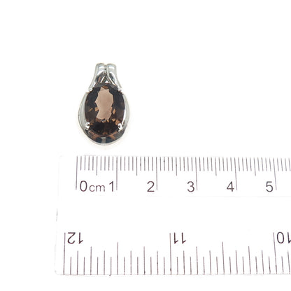 KABANA 925 Sterling Silver Vintage Real Smoky Quartz Slide Charm Pendant