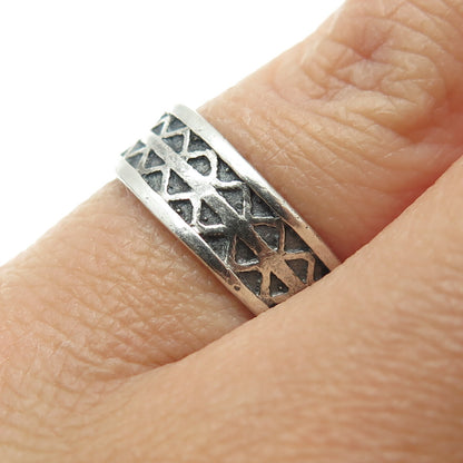 SARAH COVENTRY 925 Sterling Silver Vintage Zig Zag Pattern Band Ring Size 6.25