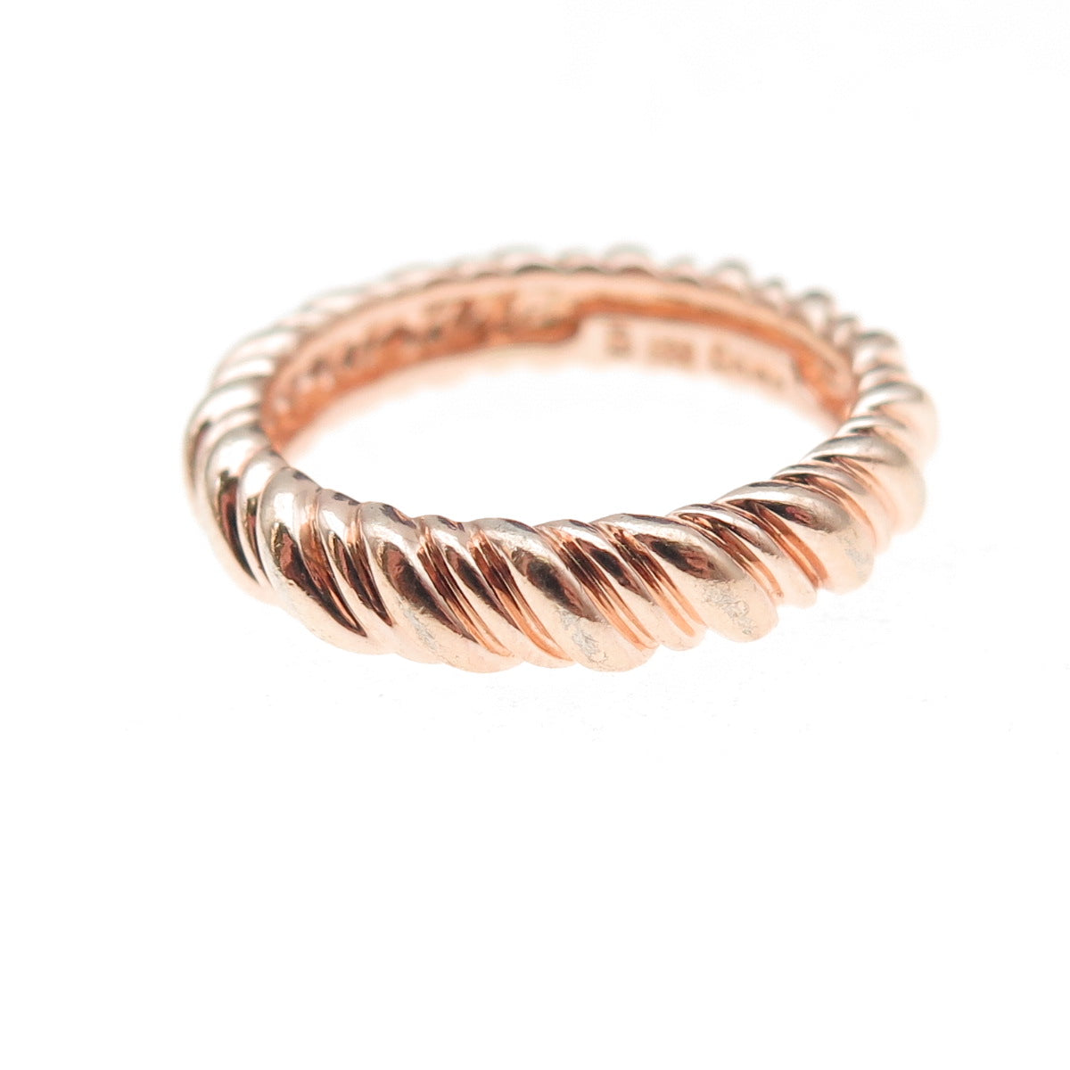 Ross Simons 925 Sterling Silver Rose Gold Plated Twisted Band Ring Size 7