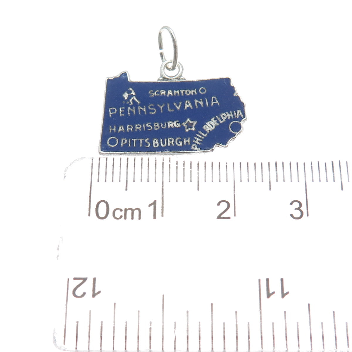 925 Sterling Silver Vintage Enamel Pennsylvania State Minimalist Charm Pendant