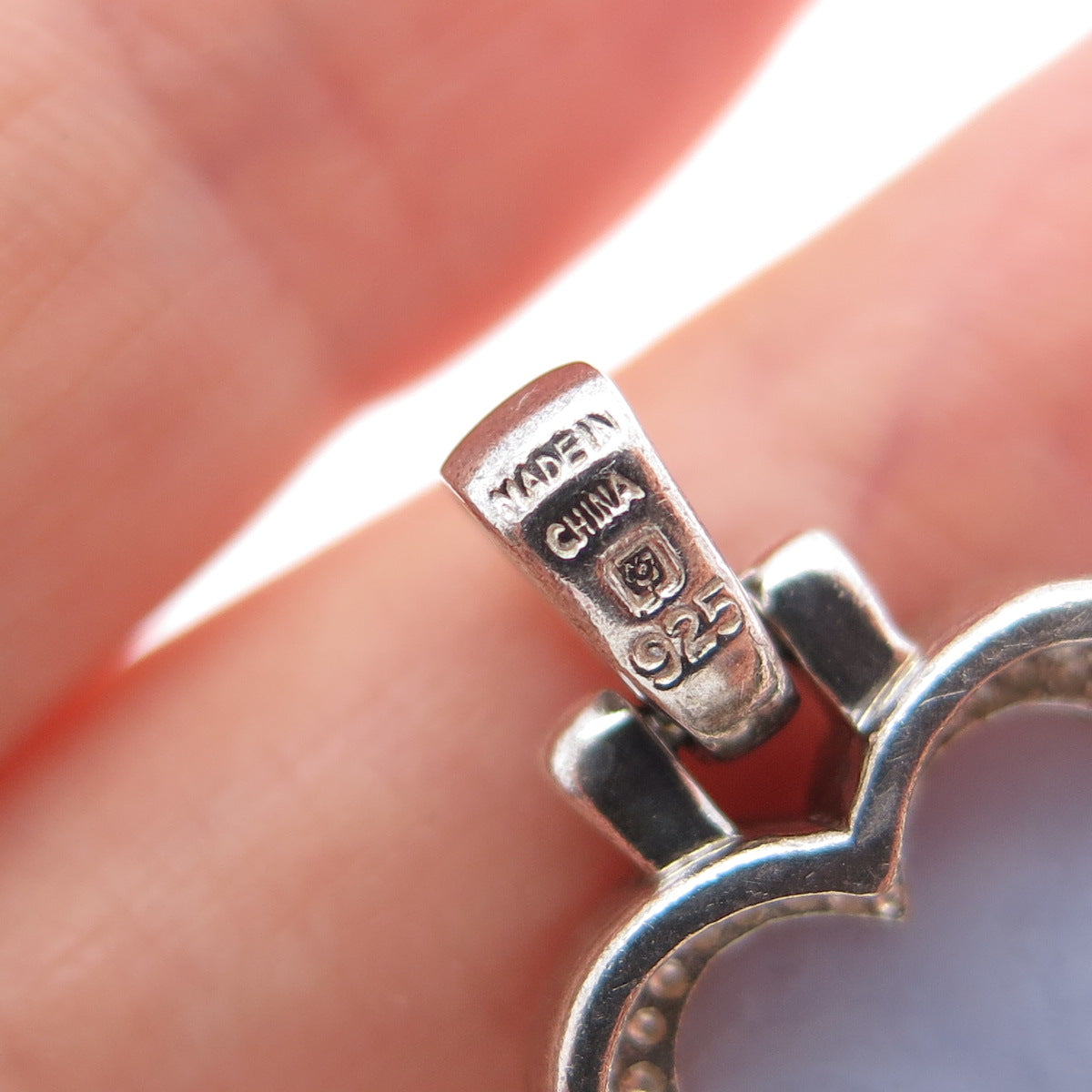 MICHELLE ALBALA Sterling Silver Vintage Real Lavender Jade Heart Charm Pendant