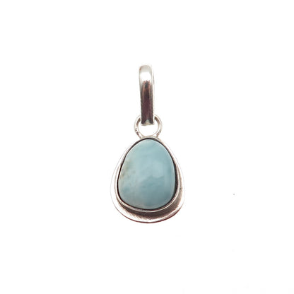925 Sterling Silver Vintage Real Larimar Modernist Charm Pendant