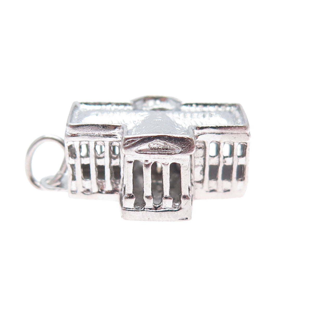 925 Sterling Silver Vintage The White House Stanhope Minimalist 3D Charm Pendant