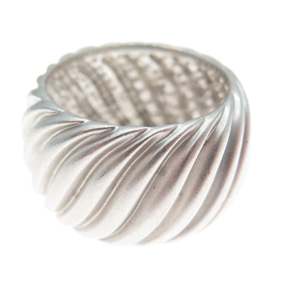 SX SALLY C 925 Sterling Silver Vintage Modernist Wavy Ribbed Band Ring Size 7