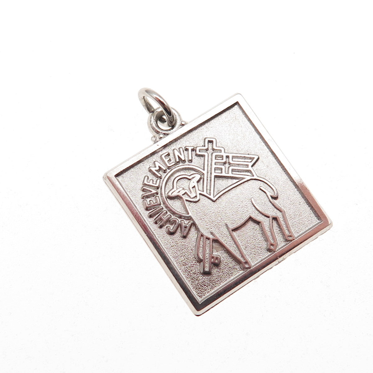Antaya 925 Sterling Vintage Achievement Religious Cross & Ram Mini Charm Pendant