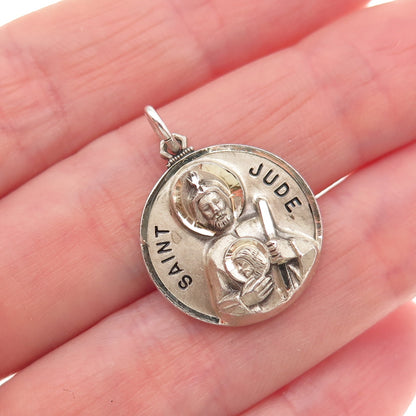 Creed 925 Sterling Silver Vintage St. Jude Religious Charm Pendant