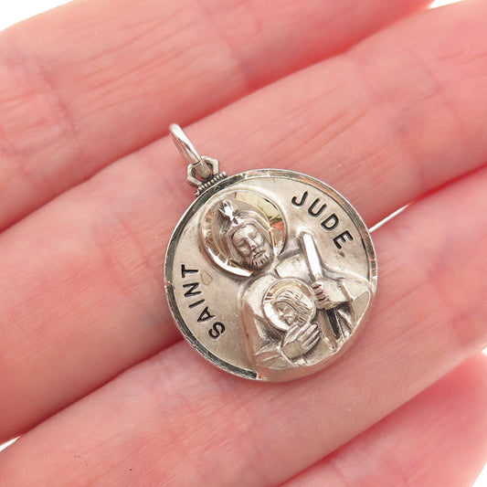 Creed 925 Sterling Silver Vintage St. Jude Religious Charm Pendant