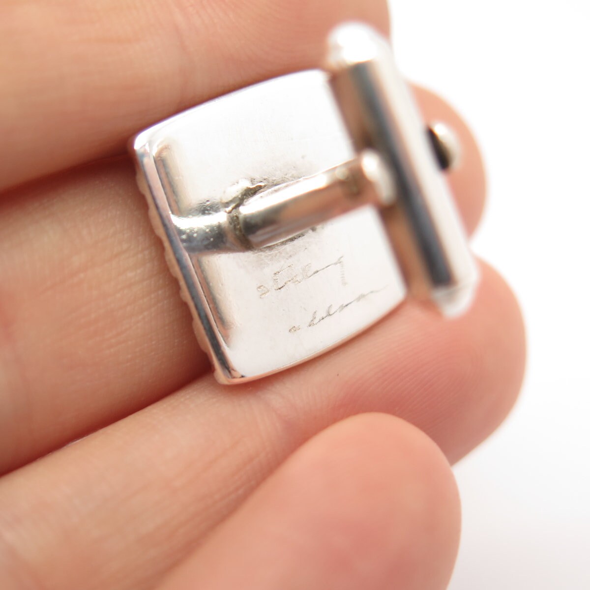 925 Sterling Silver Vintage Striped Square Cufflinks