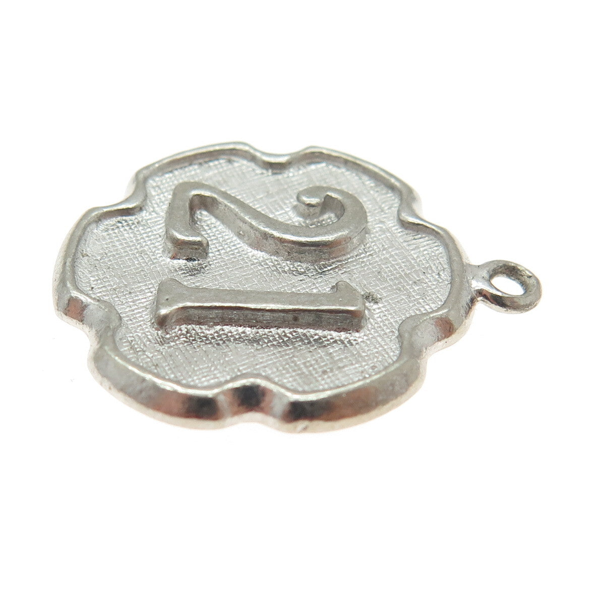 925 Sterling Silver Antique "21" Lucky Number Textured Pendant