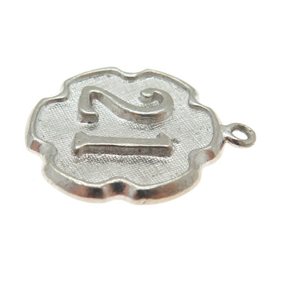 925 Sterling Silver Antique "21" Lucky Number Textured Pendant