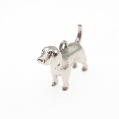 925 Sterling Silver Vintage Beagle Dog 3D Mini Charm Pendant