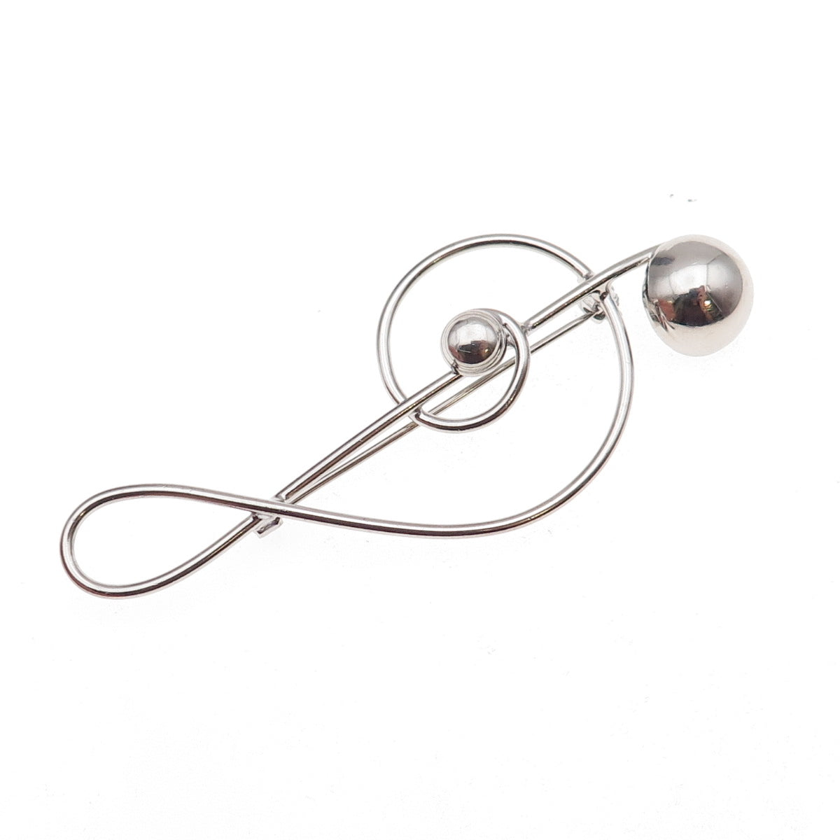 Lang 925 Sterling Silver Vintage Treble Clef Oxidized Pin Brooch