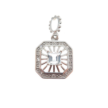 NEVADA 925 Sterling Silver Real Light Blue Aquamarine & C Z Mini Charm Pendant