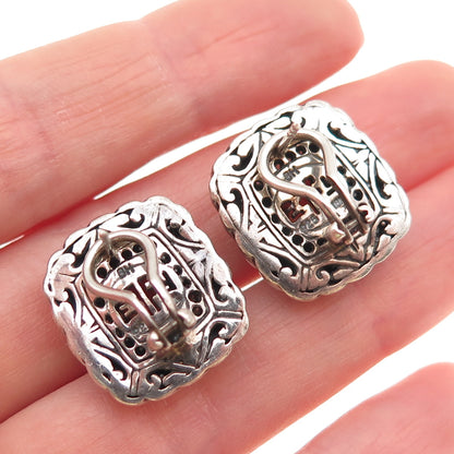 EFFY Sterling Silver 18K Gold Vintage Real Diamond & Citrine Omega Back Earrings