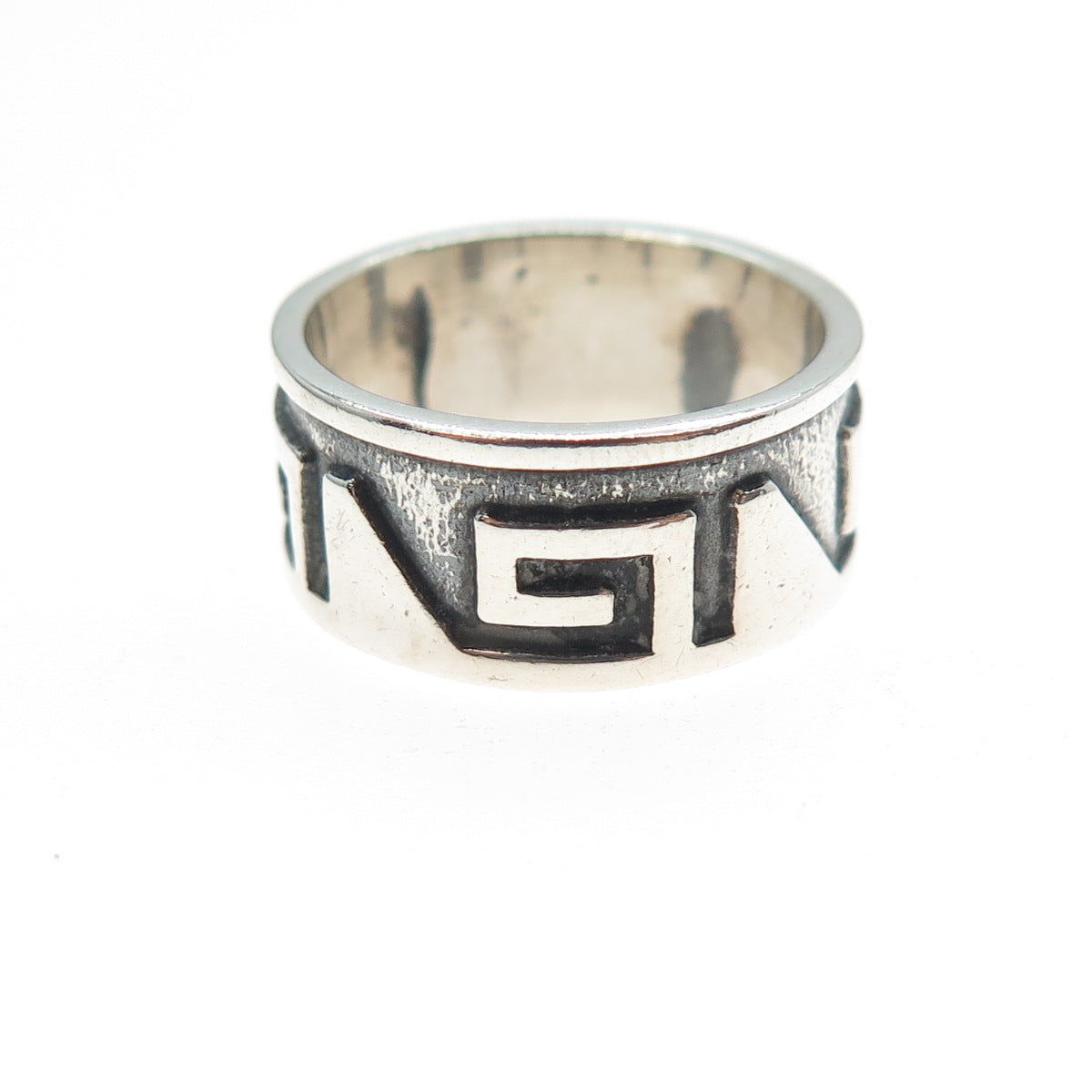 925 Sterling Silver Vintage Tribal Spiral Oxidized Band Ring Size 6.25