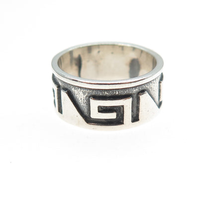 925 Sterling Silver Vintage Tribal Spiral Oxidized Band Ring Size 6.25