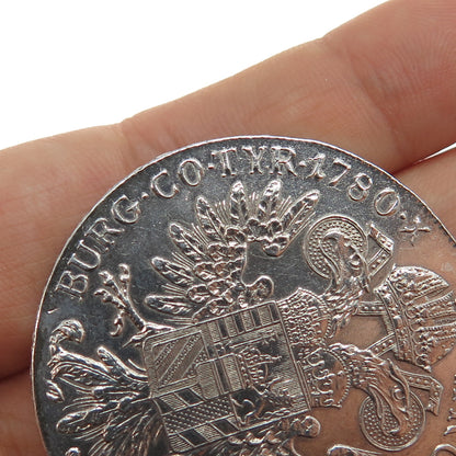 833 Silver Antique 1780 Austrian Empire 1 Thaler - Maria Theresia Coin Pendant