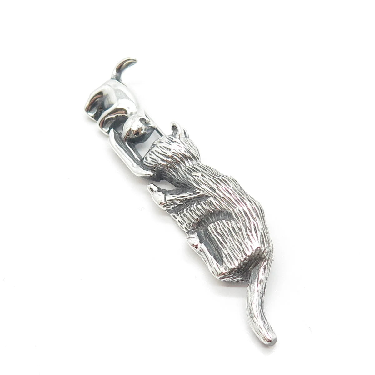 925 Sterling Silver Vintage Mexico Cat & Kitty Pin Brooch