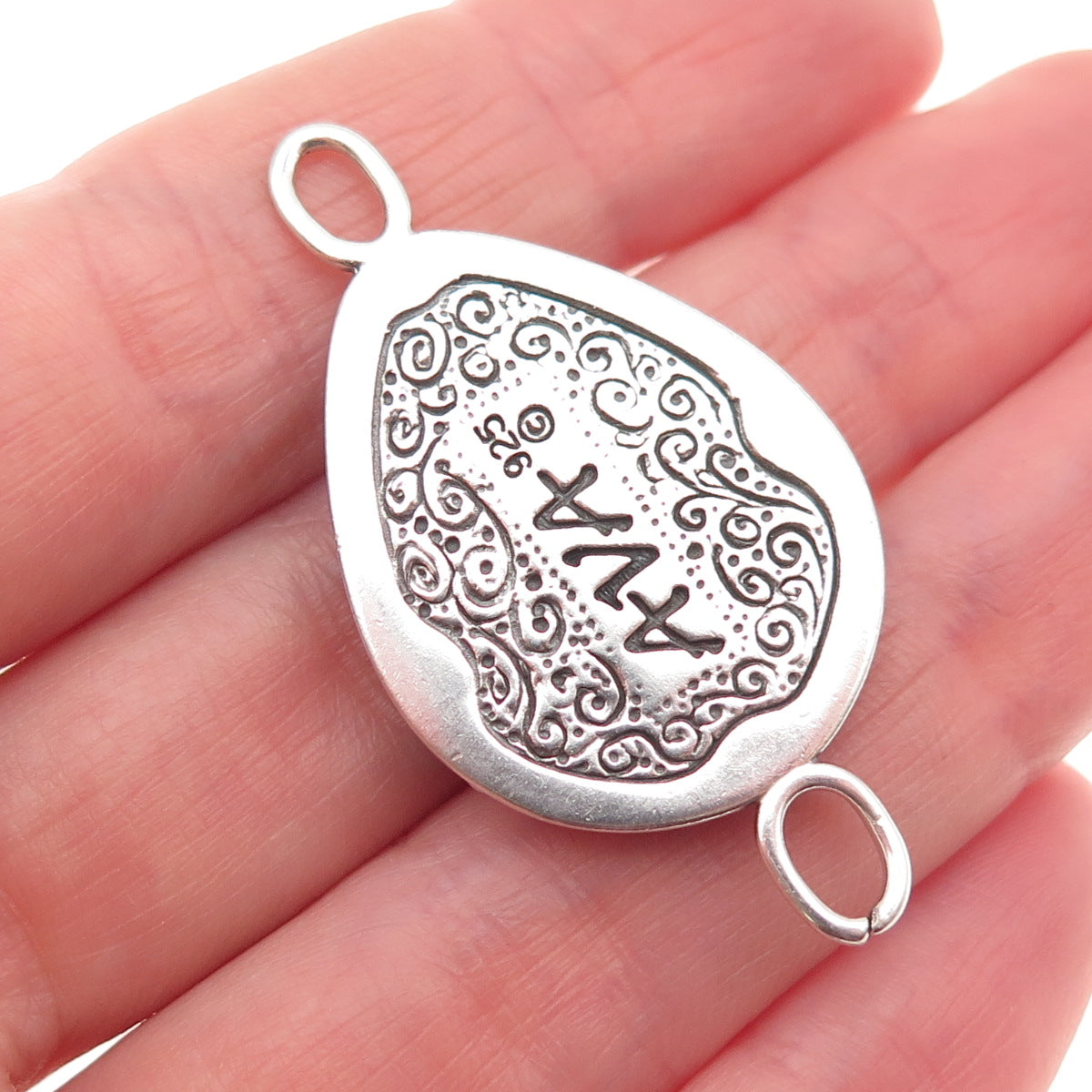 AVA 925 Sterling Silver Vintage Real Royston Turquoise Centerpiece Slide Pendant