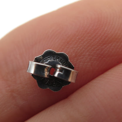 925 Sterling Silver Vintage Heart Link Oxidized Hoop Earrings