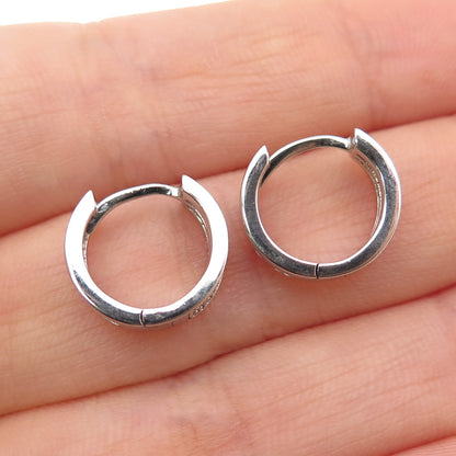 925 Sterling Silver Round-Cut C Z Hoop Earrings