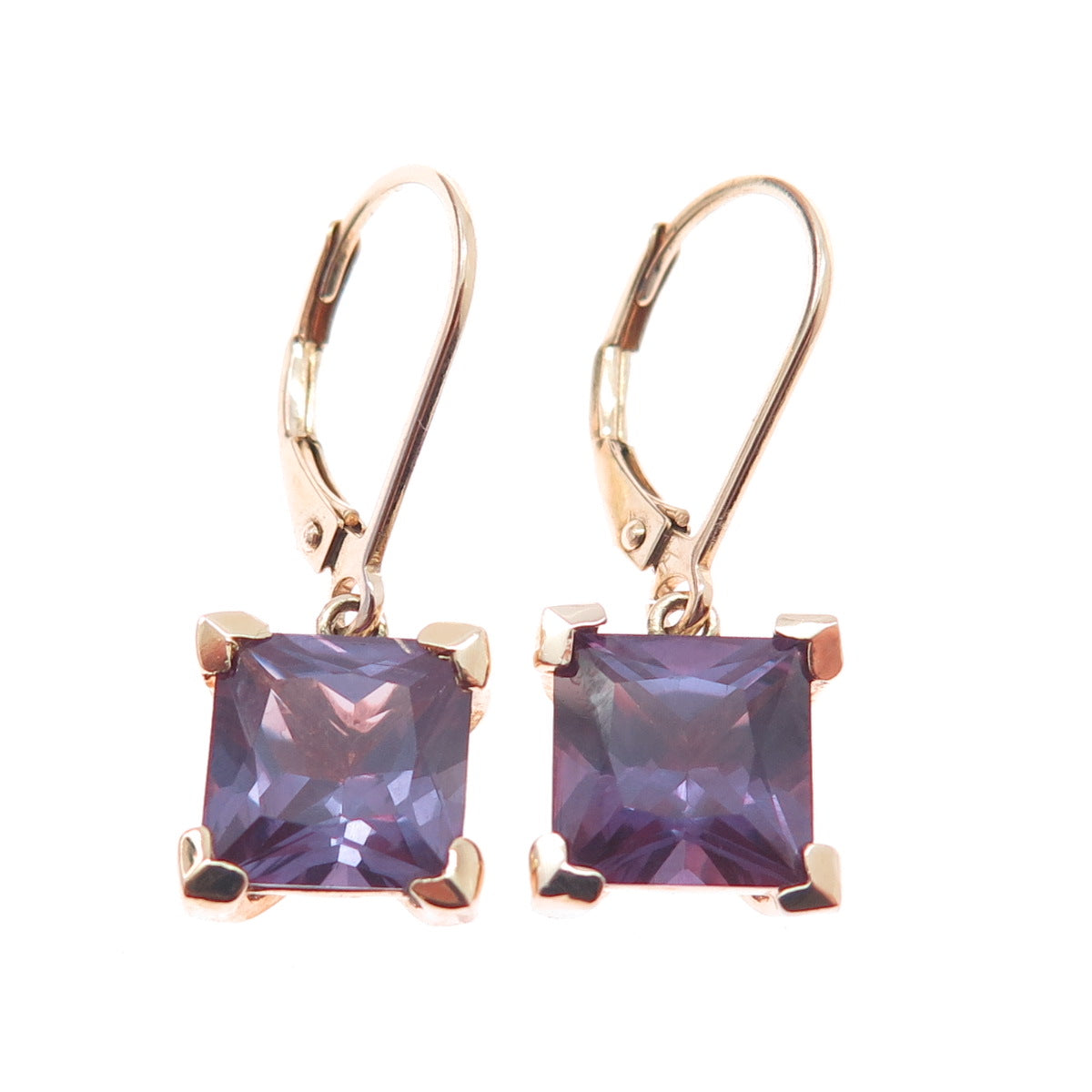 ROSS SIMONS Sterling Gold Plated Lab-Created Peacock Sapphire Dangle Earrings