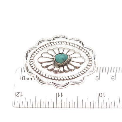 Old Pawn Sterling Silver Vintage Southwestern Turquoise Concho Tribal Pin Brooch