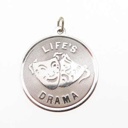 JAY POSON 925 Sterling Silver Vintage Life's Drama Comedy Tragedy Masks Pendant