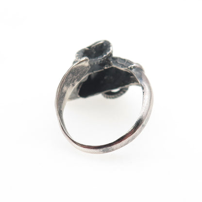 925 Sterling Silver Vintage Aries Zodiac Sign Oxidized Adjustable Ring Size 6