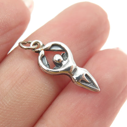 925 Sterling Silver Vintage Fertility Moon Goddess Pendant