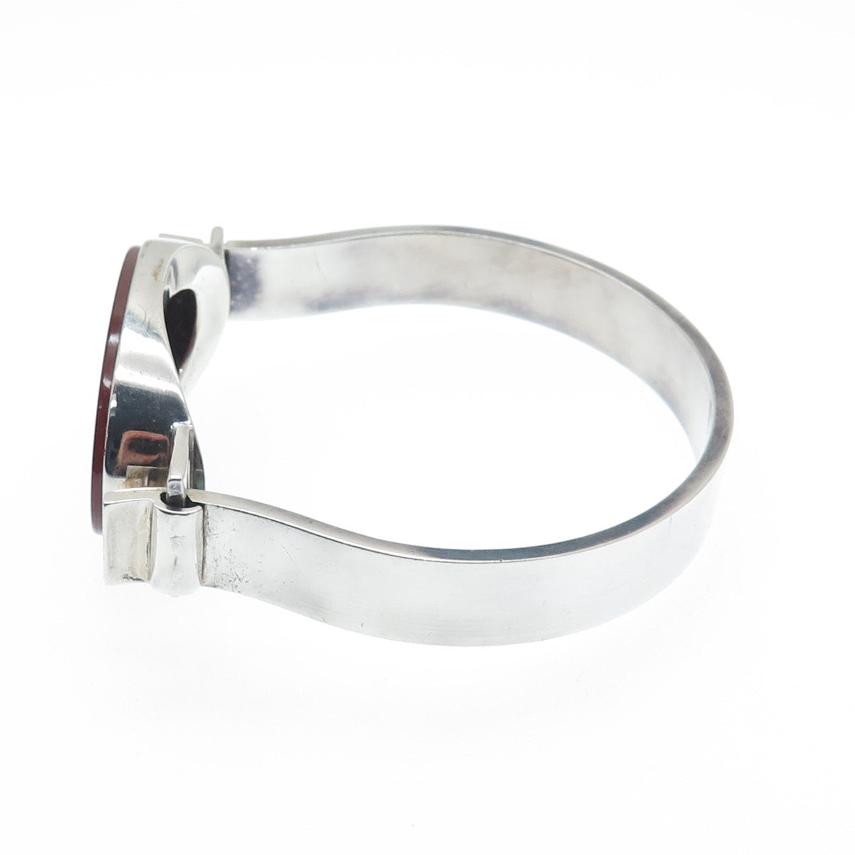 JOACHIM S’PALIU Sterling Silver Vintage Spain Carnelian Bangle Bracelet 7.75"