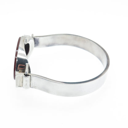 JOACHIM S’PALIU Sterling Silver Vintage Spain Carnelian Bangle Bracelet 7.75"