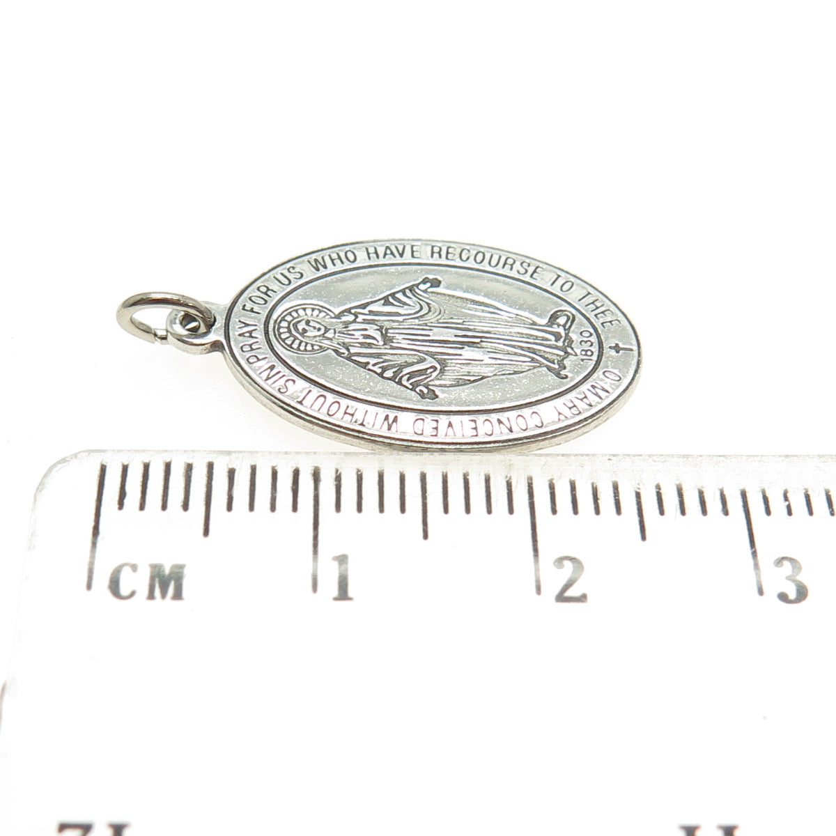 925 Sterling Silver Antique 1830 St. Mary Miraculous Religious Pendant