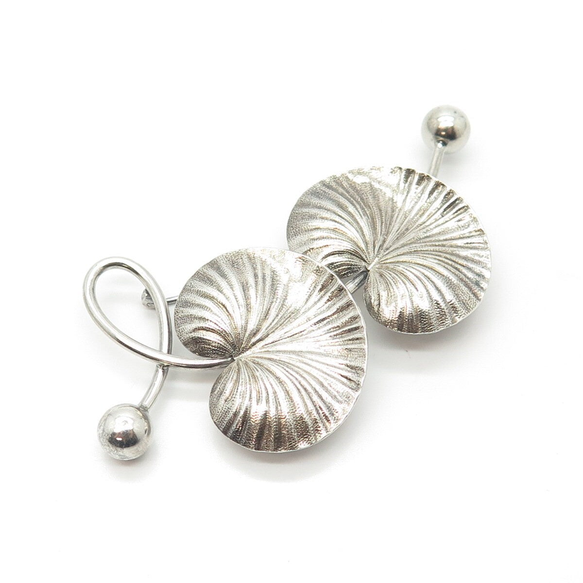 925 Sterling Silver Vintage Binder Brothers Lotus Leaves Pin Brooch