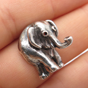 925 Sterling Silver Vintage Elephant Oxidized Minimalist Charm Pendant