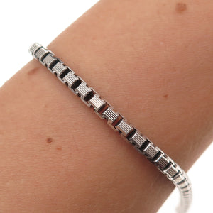 925 Sterling Silver Vintage Italy Venetian / Box Link Bracelet 7.75"