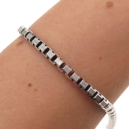 925 Sterling Silver Vintage Italy Venetian / Box Link Bracelet 7.75"