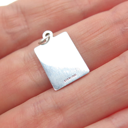 925 Sterling Silver Red Enamel Status I'm Perfect Minimalist Charm Pendant