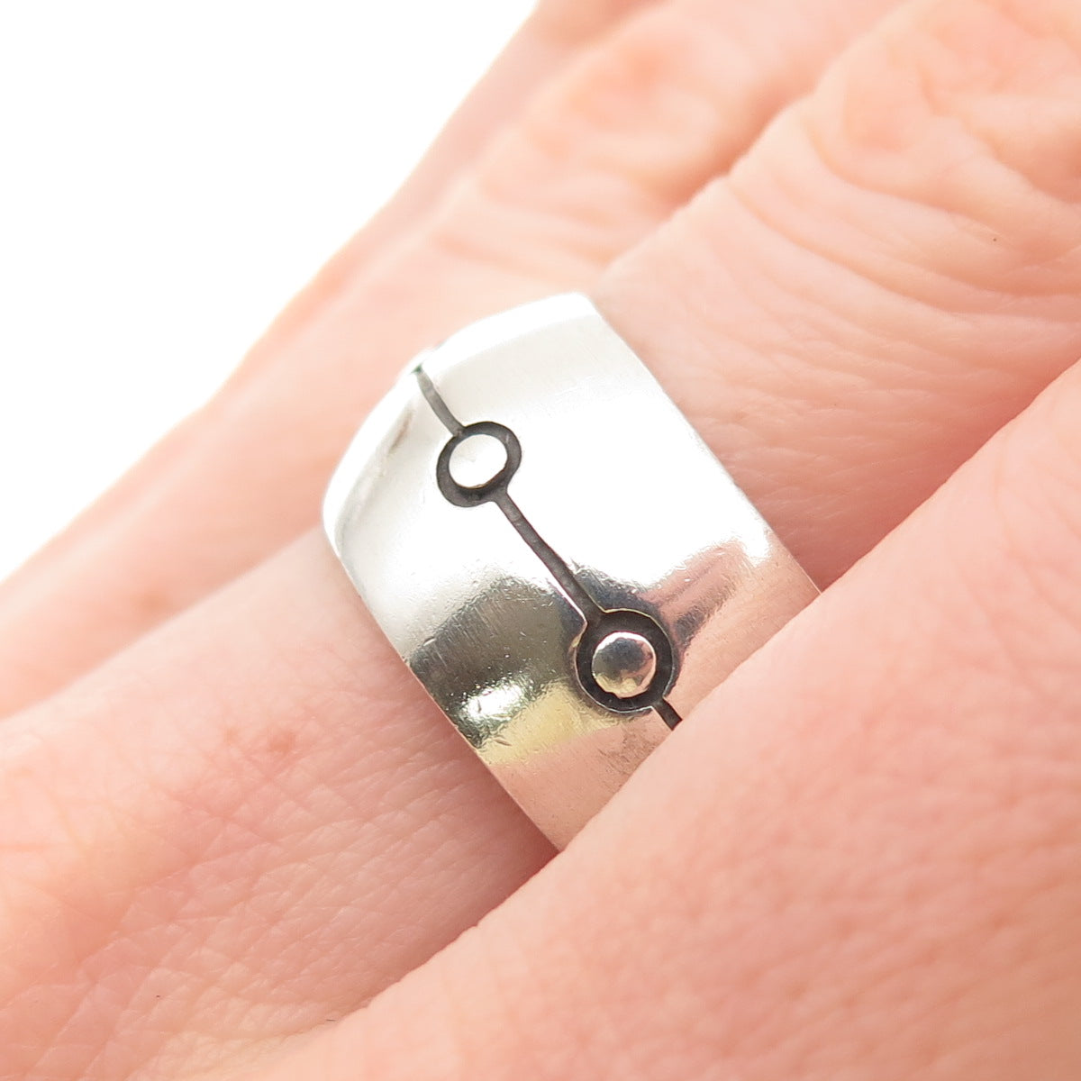 Lisa Jenks 925 Sterling Silver Vintage Modernist Ring Size 9.75