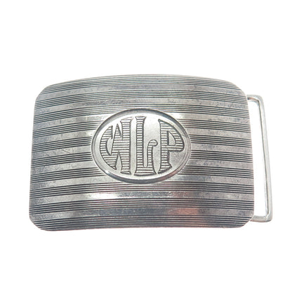 WILLIAM B. KERR 925 Sterling Antique Art Deco WLP Initial Oxidized Belt Buckle