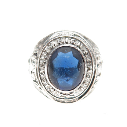 College Seal & Crest 925 Sterling Antique Glass Wicomico High School Ring Size 5
