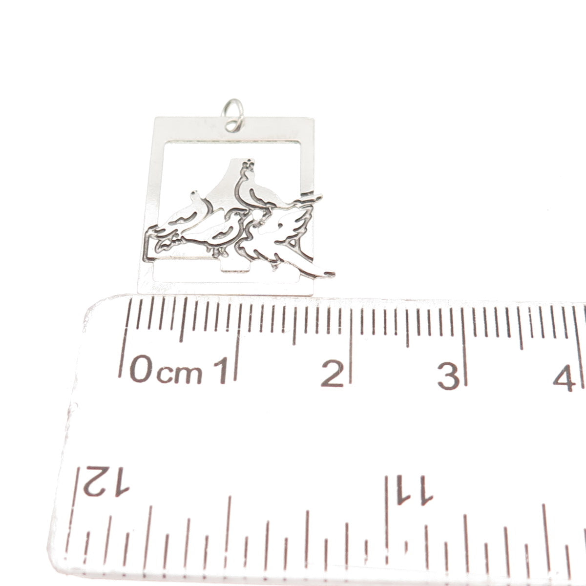 925 Sterling Silver Vintage Branch Of Garden Birds Charm Pendant