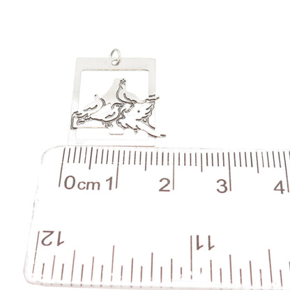 925 Sterling Silver Vintage Branch Of Garden Birds Charm Pendant